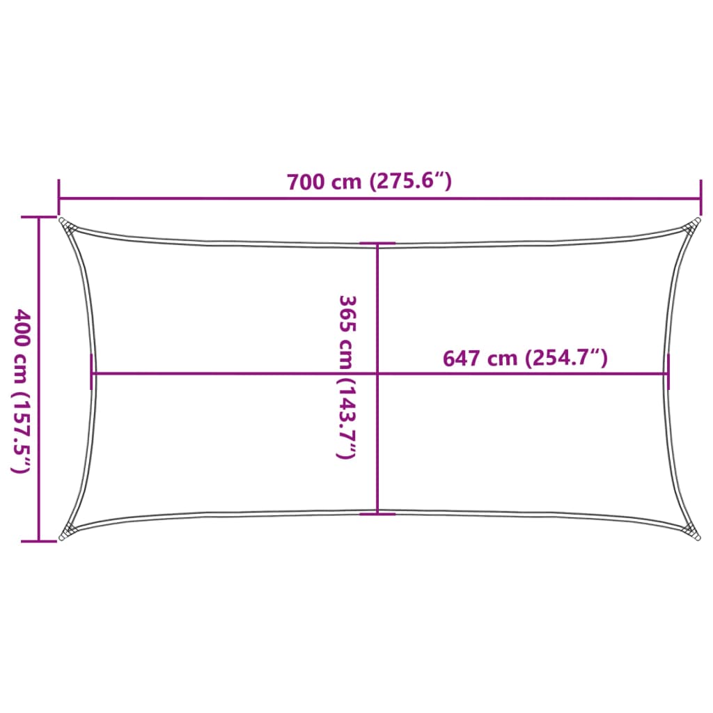 vidaXL Sólskyggnisegl Sandhvítt 7x4 m 100% Pólýester Oxford