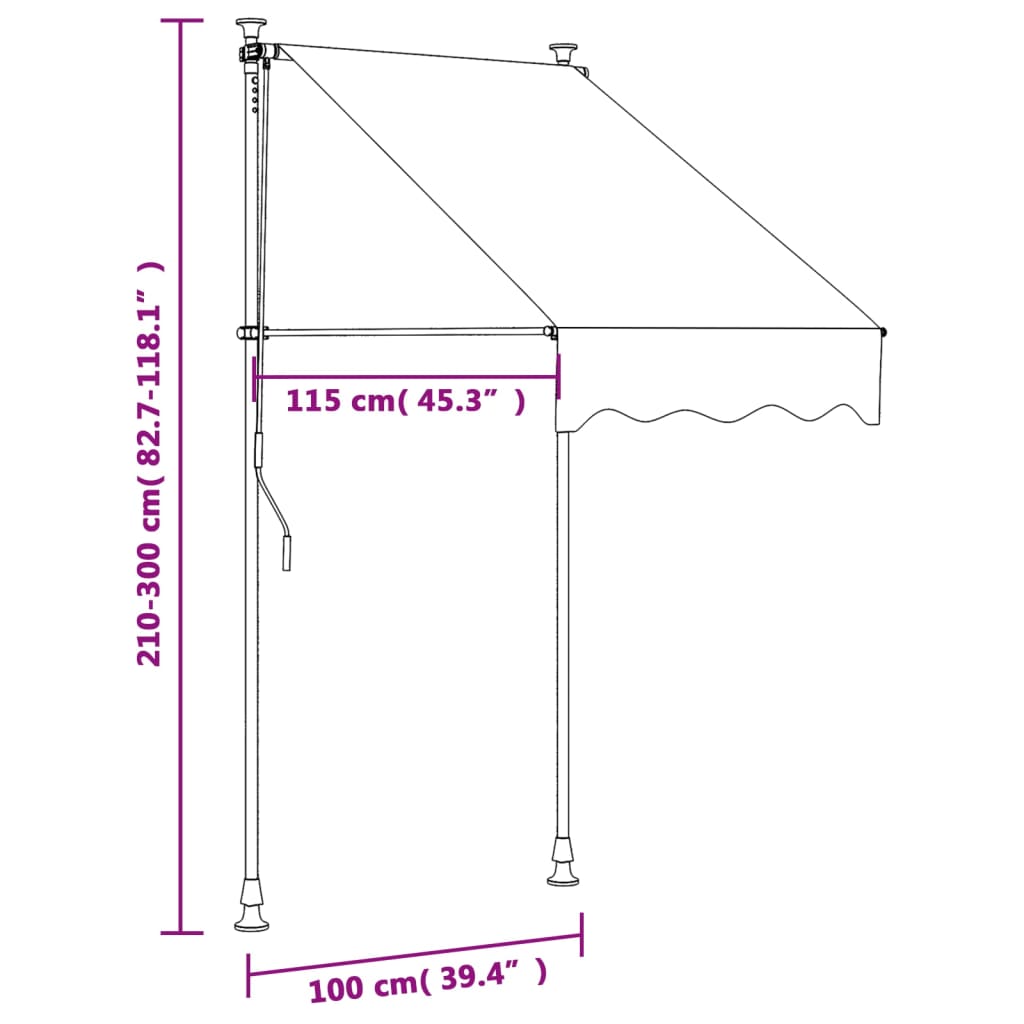 vidaXL Útdraganleg Markísa 100x150 cm Rjómahvítt Efni og Stál