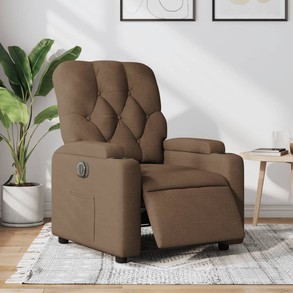 vidaXL Electric Recliner stóll Brúnt efni