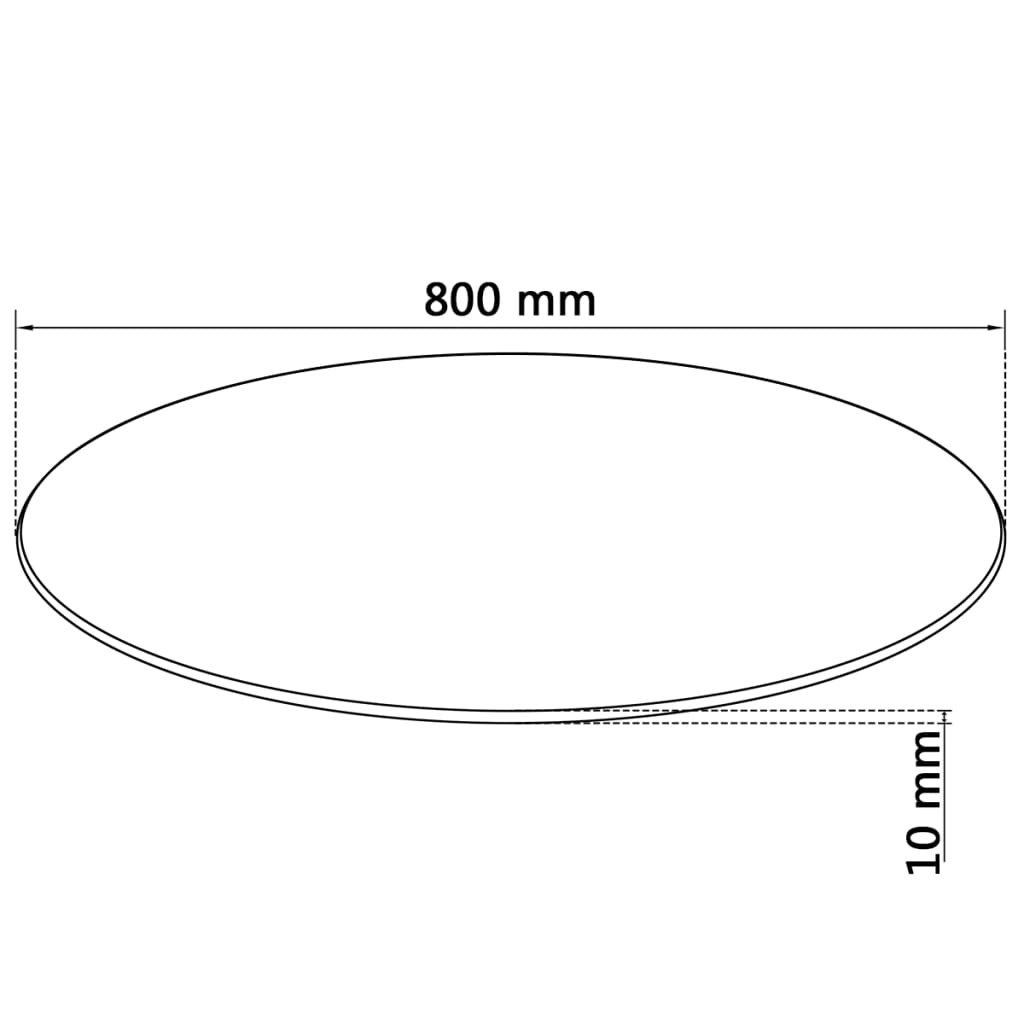 vidaXL Borðplata Temprað gler Hringlaga 800 mm