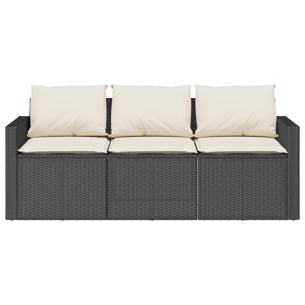 vidaXL 2 stykki garðborðstofusett með púðum Black Poly Rattan