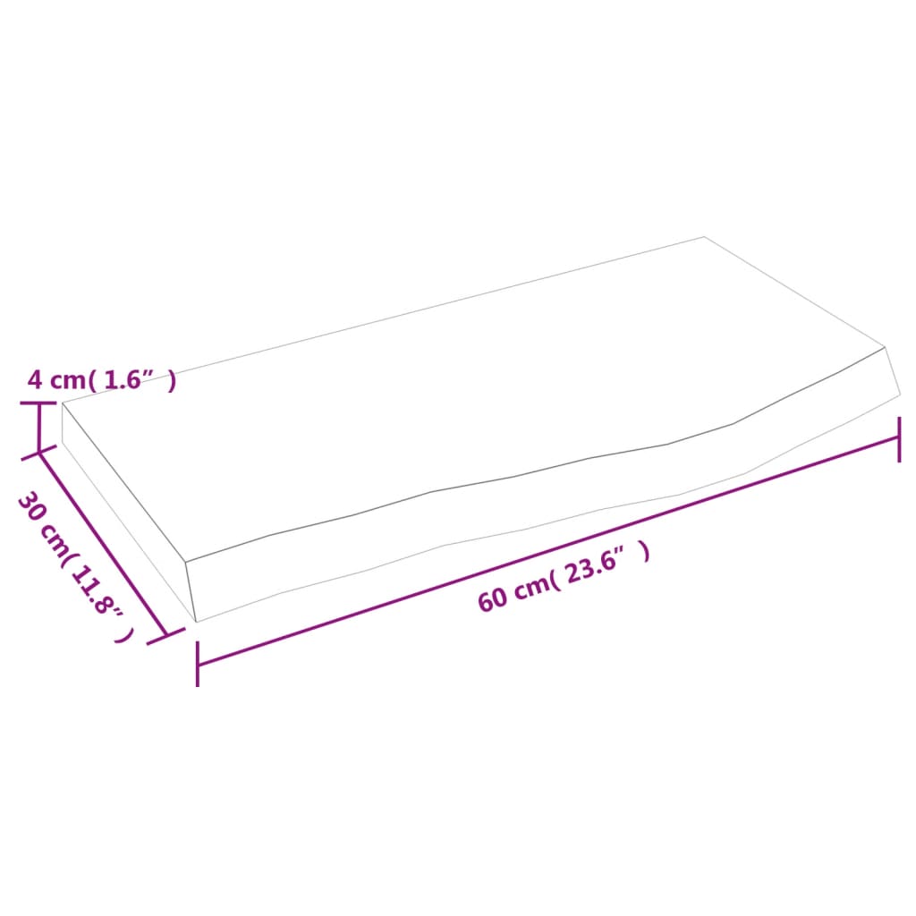 vidaXL Baðherbergisborðplata Dökkbrún 60x30x(2-4)cm Meðhöndlaður Viður