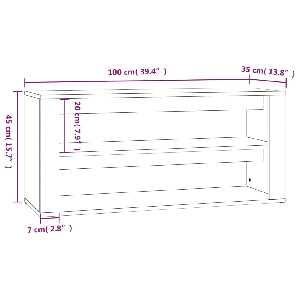 vidaXL Skóbekkur Svartur 100x35x45 cm Samsettur Viður