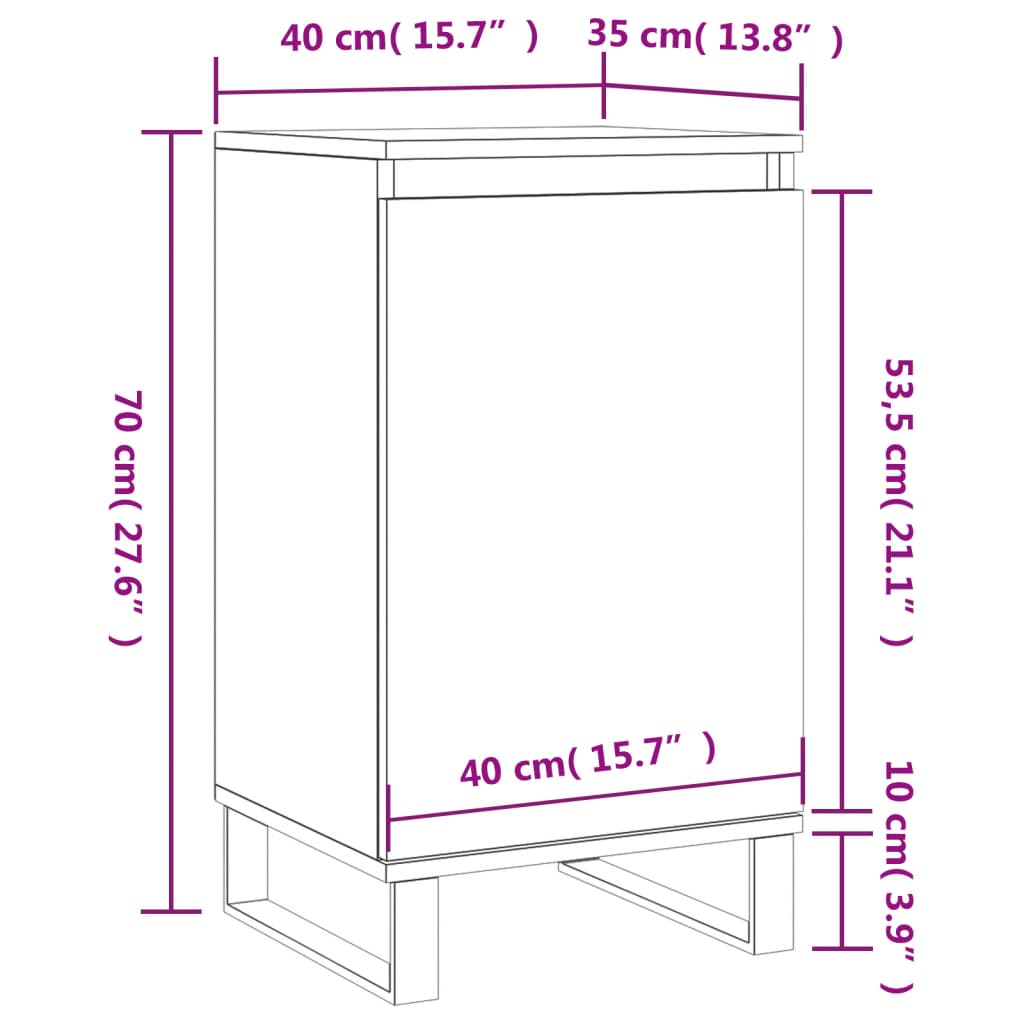 vidaXL Skenkur Steypugrár 40x35x70 cm Samsettur Viður