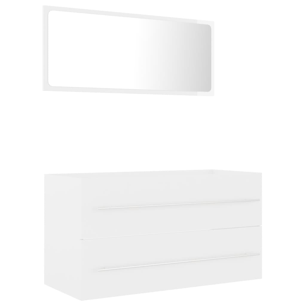 804845 vidaXL 2 Piece Bathroom Furniture Set White Chipboard