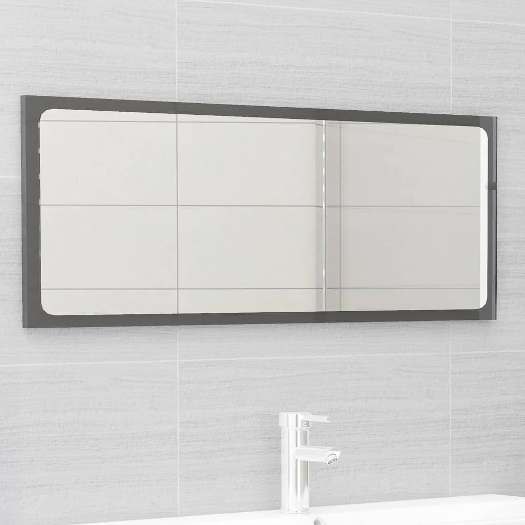 804907 vidaXL 2 Piece Bathroom Furniture Set High Gloss Grey Chipboard