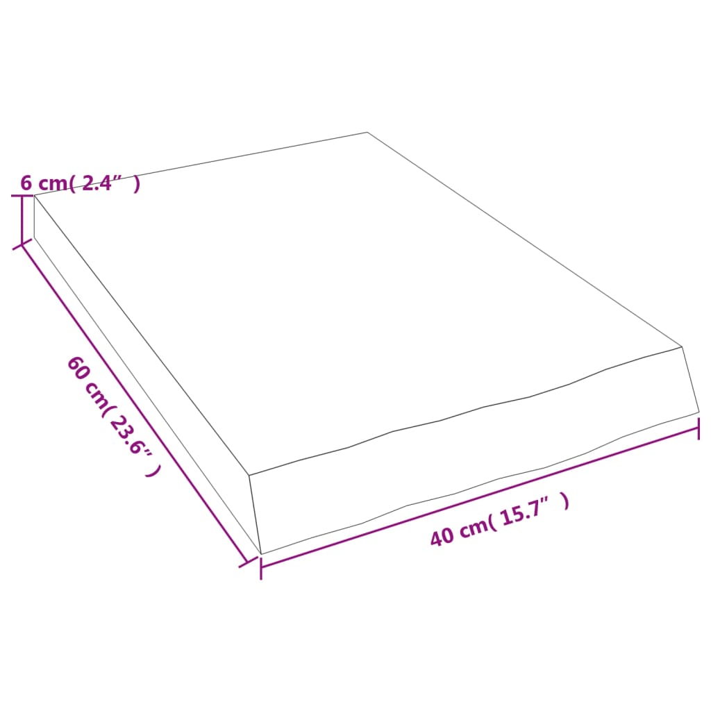 vidaXL Vegghilla Ljósbrún 40x60x(2-6) cm Meðhöndluð Gegnheil Eik