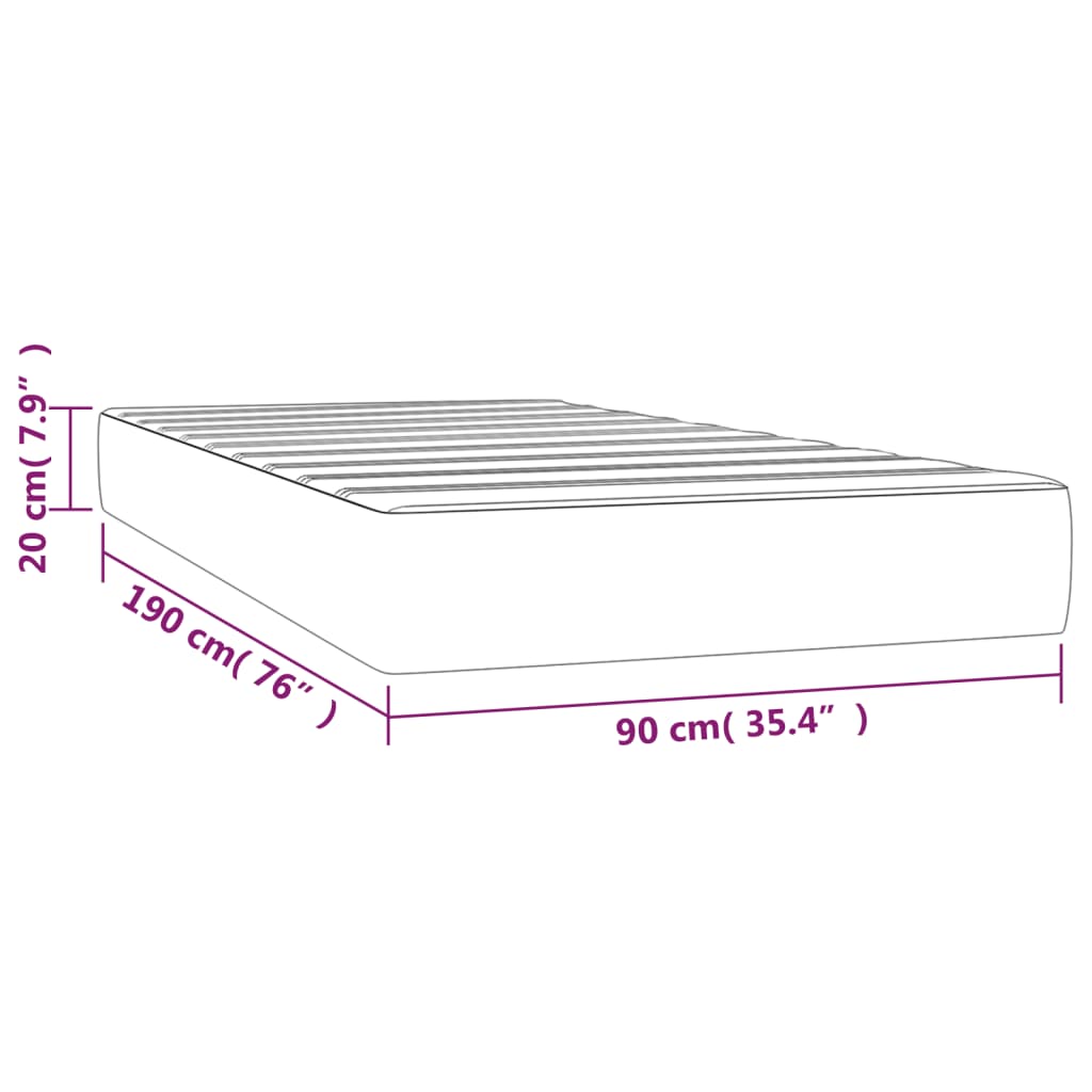 vidaXL Hólfuð Springdýna Svört 90x190x20 cm Flauel