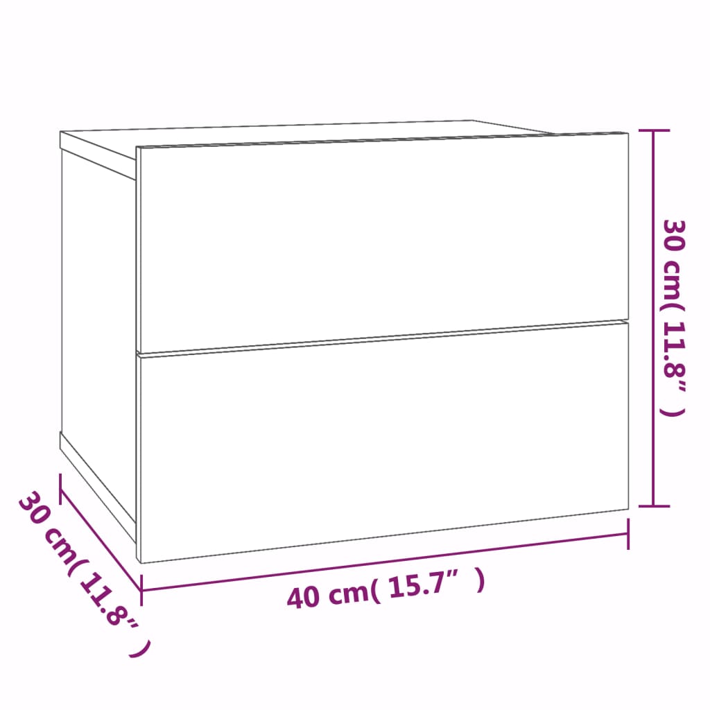 vidaXL Náttborð Reyklituð Eik 40x30x30 cm Samsettur Viður