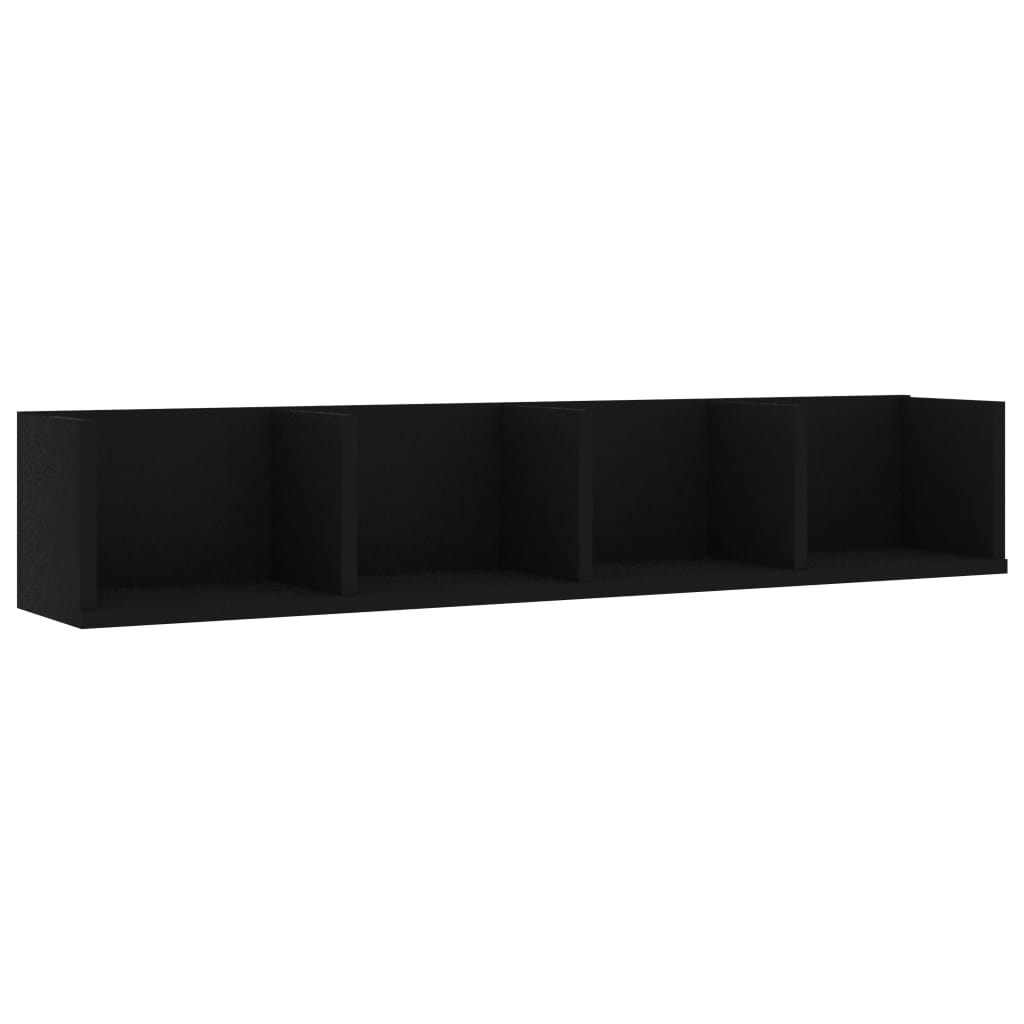 801320 vidaXL CD Wall Shelf Black 100x18x18 cm Chipboard