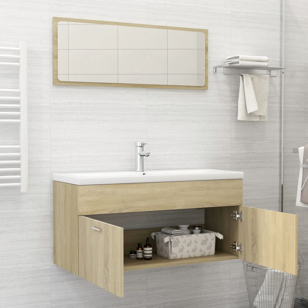 804812 vidaXL 2 Piece Bathroom Furniture Set Sonoma Oak Chipboard