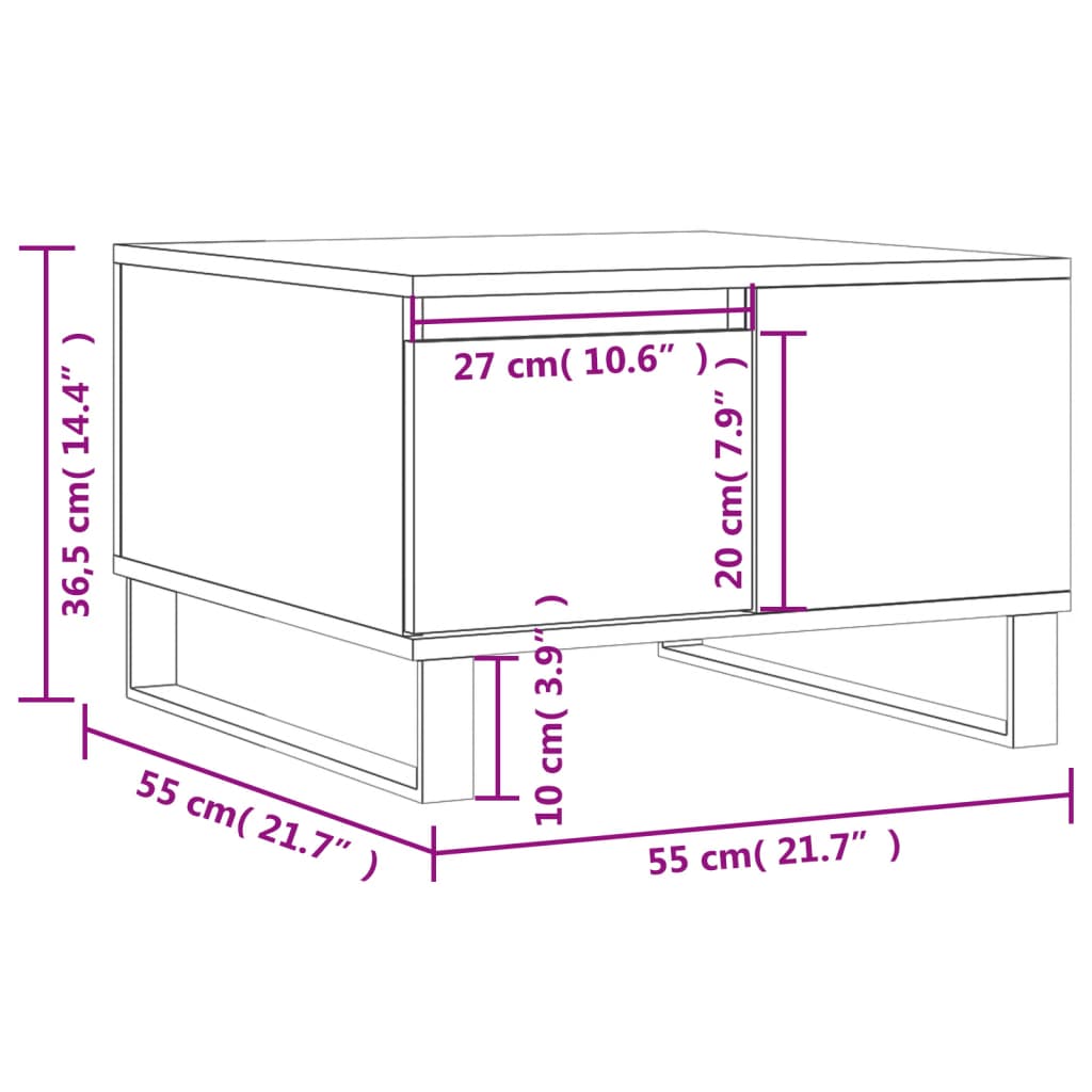 vidaXL Sófaborð Svartur 55x55x36,5 cm Samsettur Viður