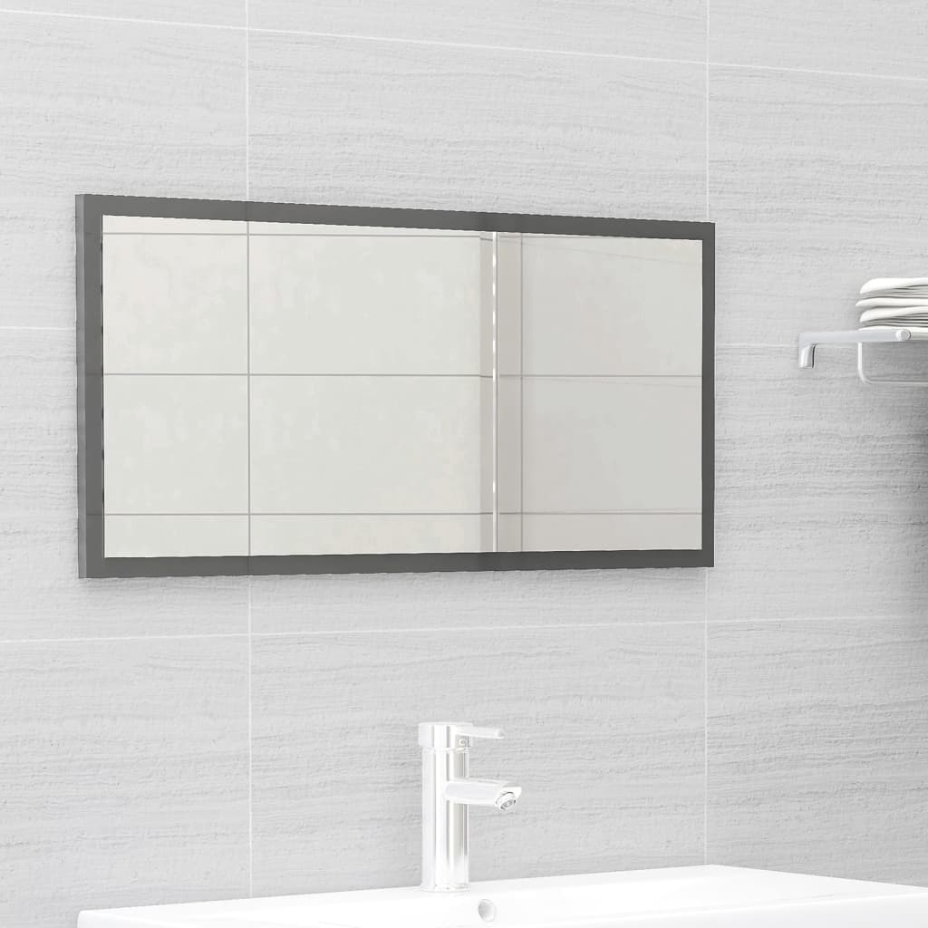 804889 vidaXL 2 Piece Bathroom Furniture Set High Gloss Grey Chipboard