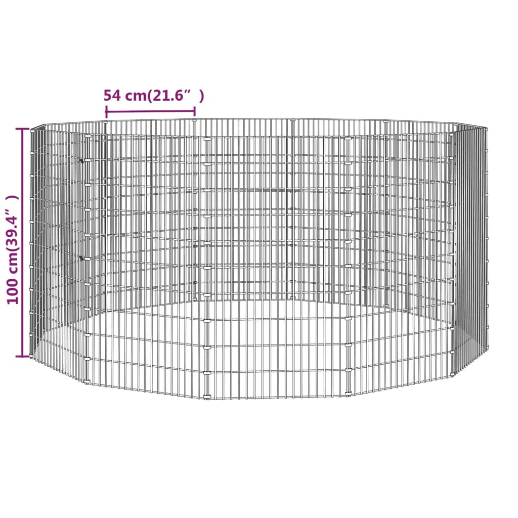 vidaXL Rúmgott Dýrabúr með 12 Hliðum 54x100 cm Sinkhúðað Járn