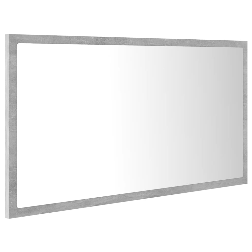 804928 vidaXL LED Bathroom Mirror Concrete Grey 80x8,5x37 cm Chipboard