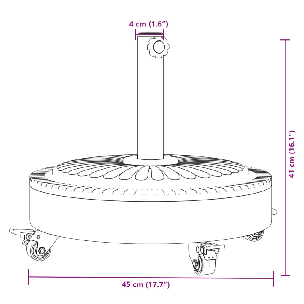 vidaXL Sólhlífarfótur m. Hjólum fyrir Ø38/48 mm Stangir 27kg Hringlaga