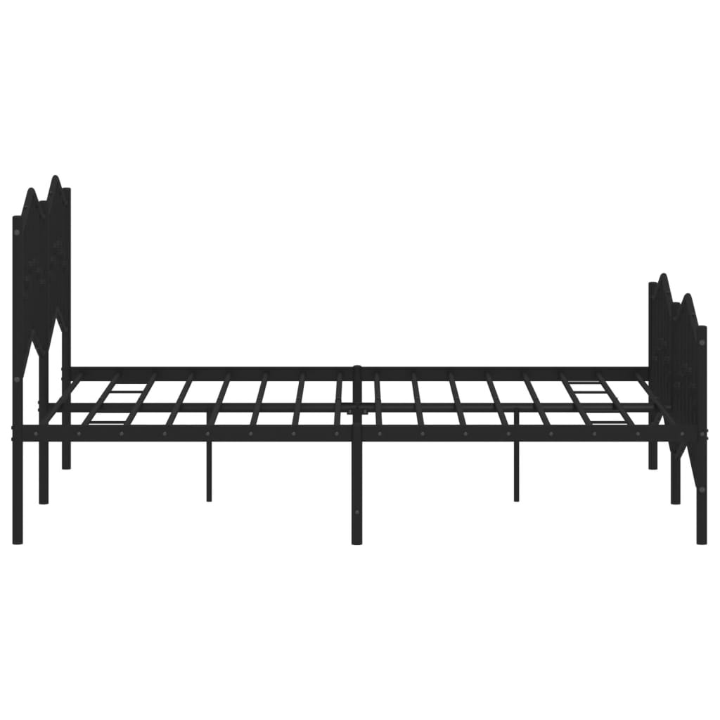 vidaXL Rúmgrind úr Málmi með Höfuðgafli & Fótagafli Svört 150x200 cm