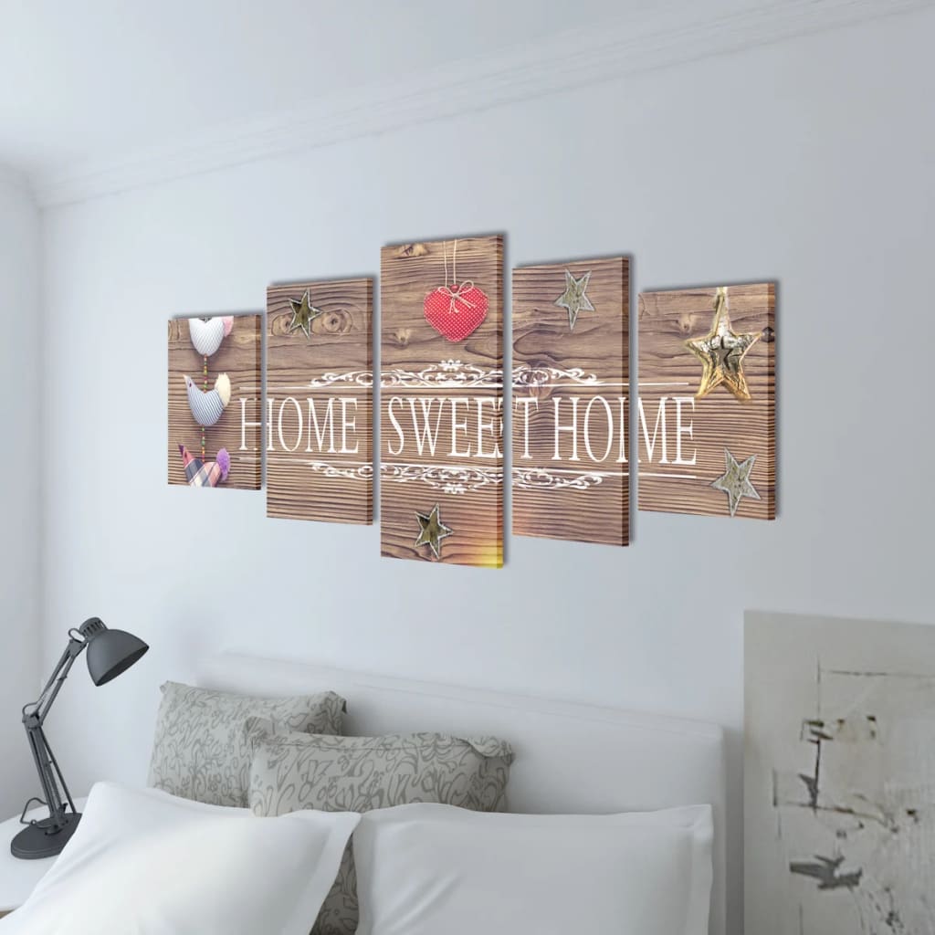 Prentað Strigamyndasett „Home Sweet Home“ Mynstur 200 x 100 cm