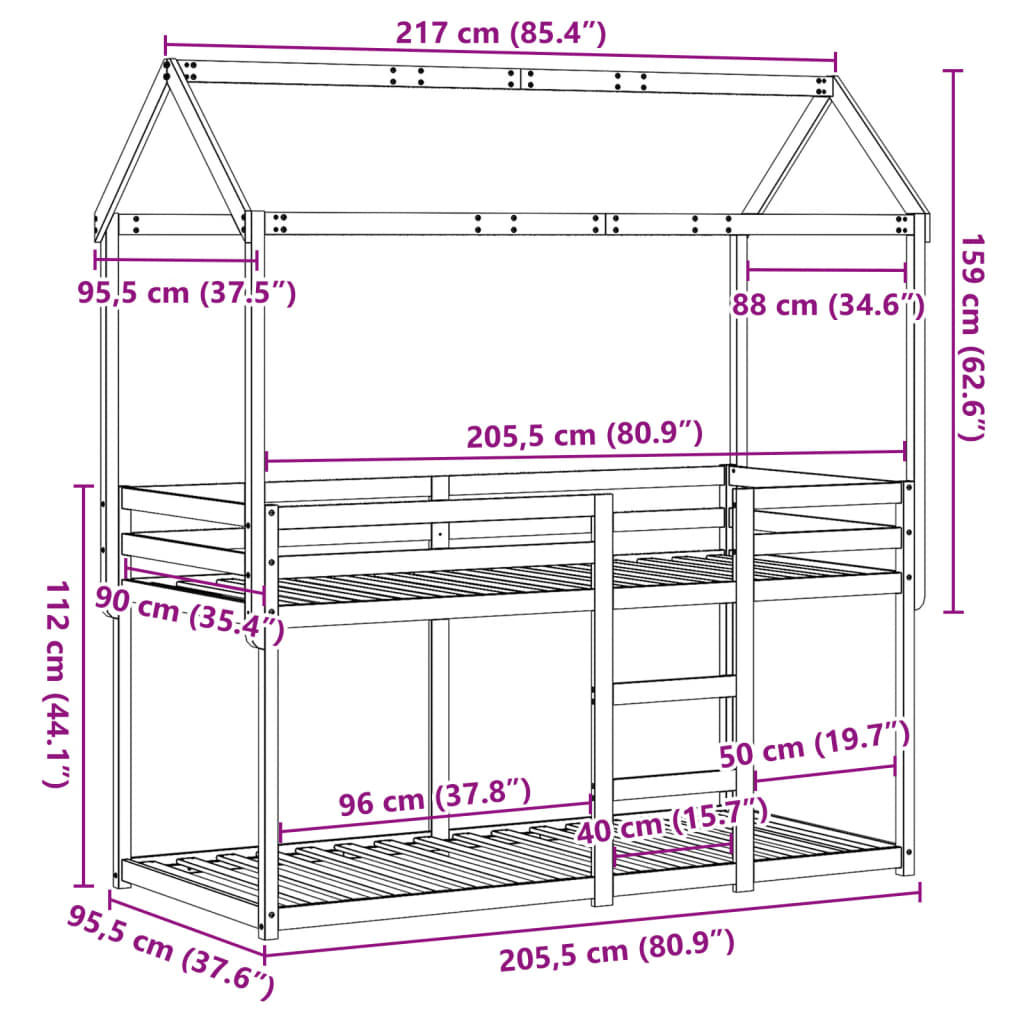 vidaXL Koja án Dýnu Vaxbrún 90x200 cm Gegnheil Fura