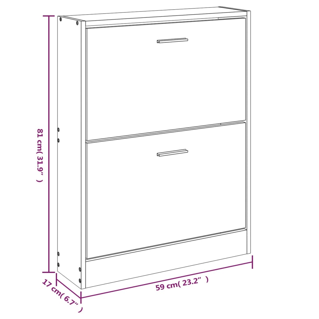 vidaXL Skóskápur Svartur 59x17x81 cm Samsettur Viður