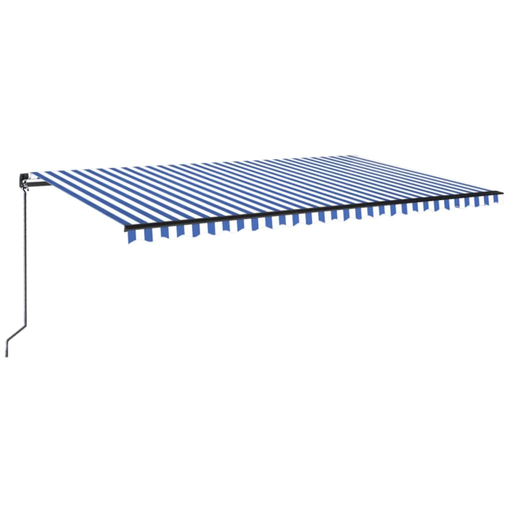 vidaXL Handknúin Útdraganleg Markísa 500x350 cm Bláar og Hvítar