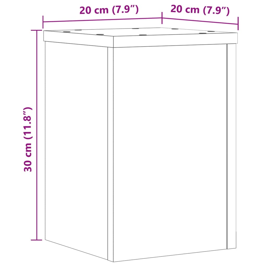 vidaXL Plöntustandar 2 stk Reyklituð Eik 20x20x30 cm Samsettur Viður