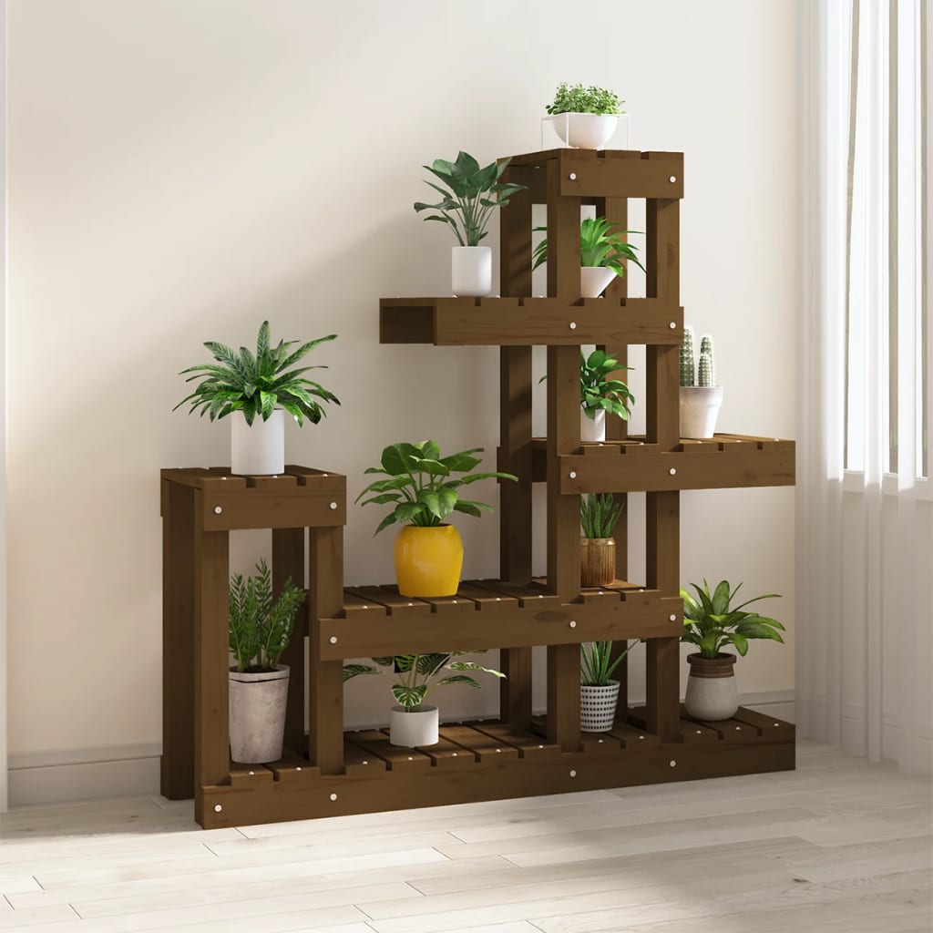 vidaXL Plant Stand Honey Brown 92x25x97 cm Solid Wood Furu