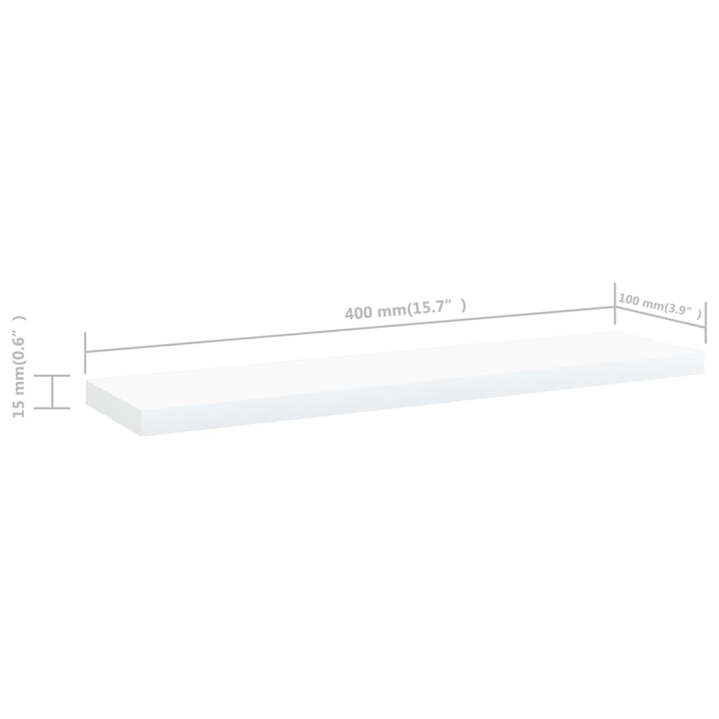 vidaXL Bókahillur 8 stk. Hvítar 40x10x1,5 cm Samsettur Viður