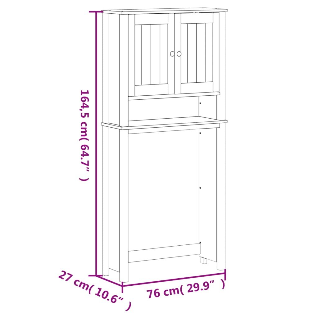 vidaXL Þvottavélaskápur BERG Svartur 76x27x164,5 cm Gegnheill Viður