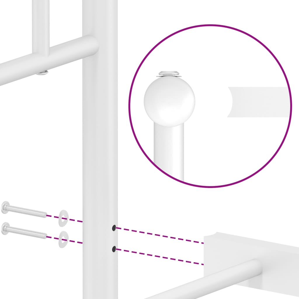 vidaXL Rúmgrind úr Málmi með Höfuðgafli & Fótagafli Hvít 180x200 cm
