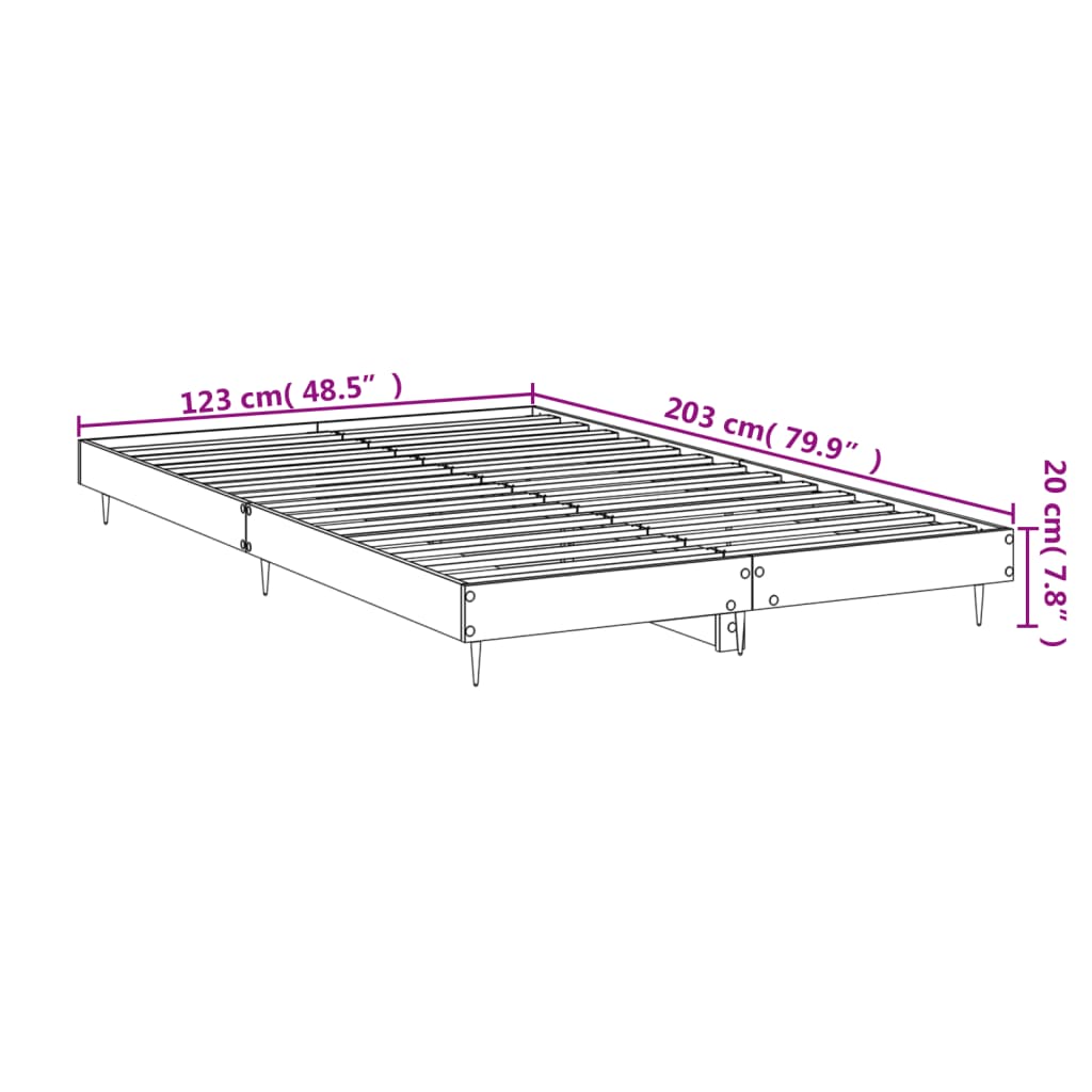 vidaXL Rúmgrind Reyktóna Eikarlitur 120x200 cm Samsettur Viður