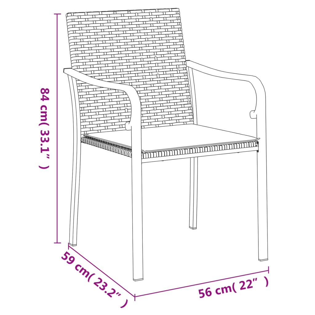 vidaXL 5 Hluta Garðborðstofusett með Sessum Pólýrattan og Stál