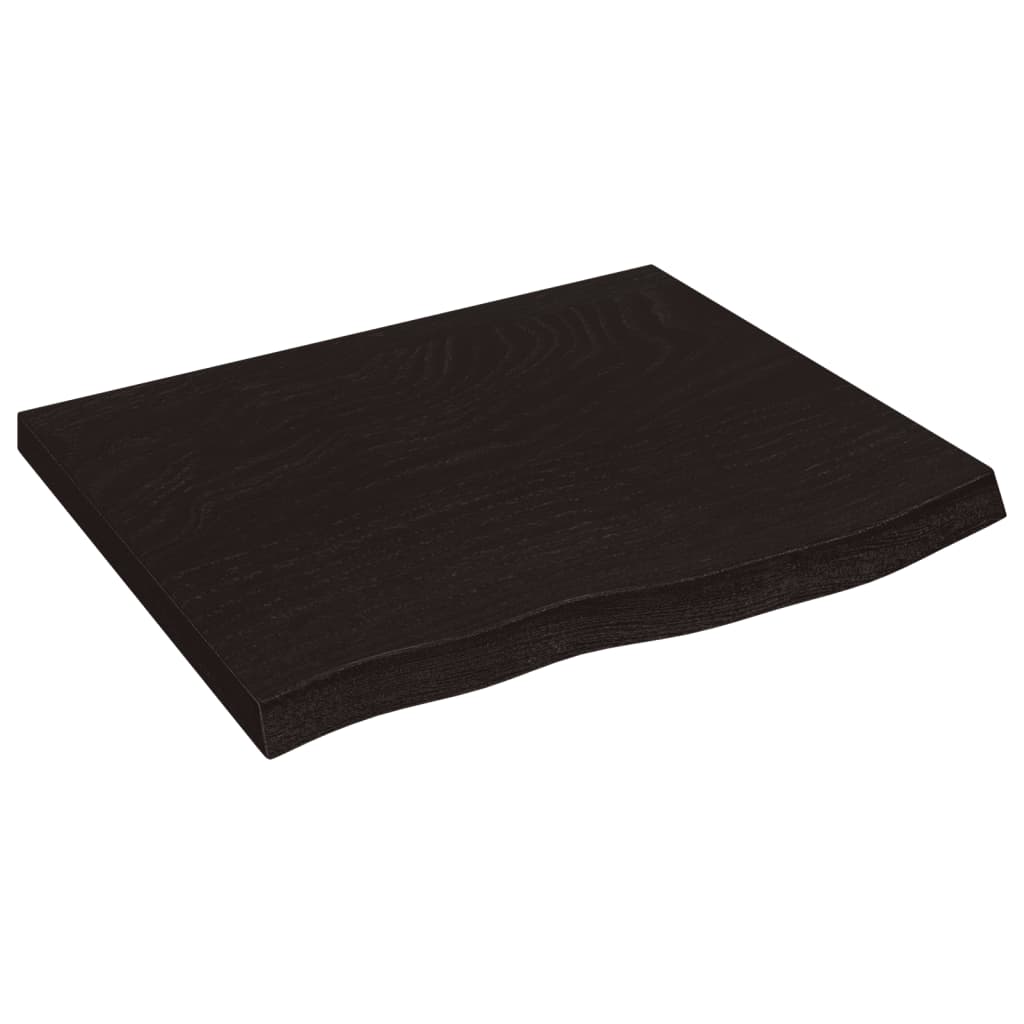 vidaXL Vegghilla Dökkbrún 60x50x(2-4) cm Meðhöndluð Gegnheil Eik