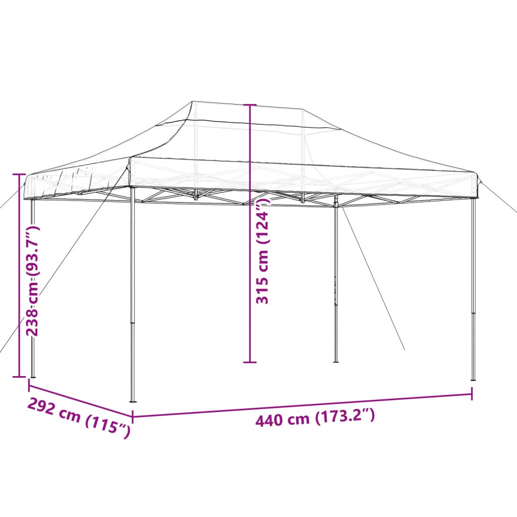 vidaXLSamfellanlegt Veislutjald Pop-Up Drappað 440x292x315 cm