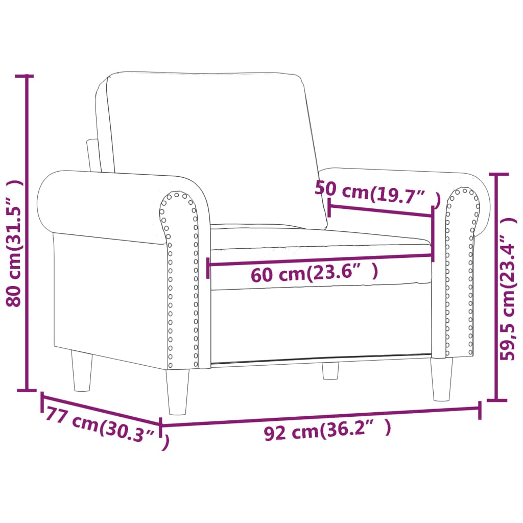 vidaXL Sófastóll Vínrauður 60 cm Gervileður