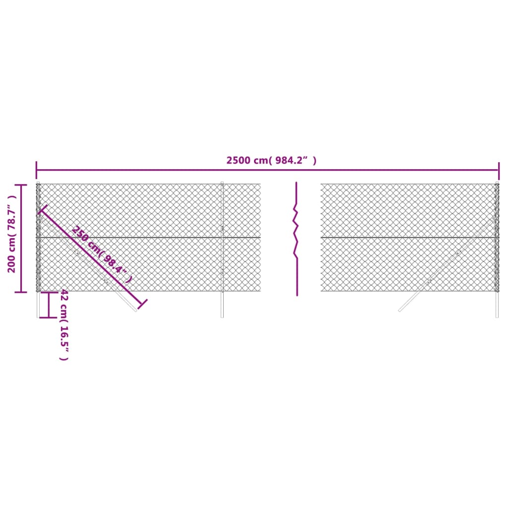 vidaXL Netagirðing Reykgrá 2x25 m