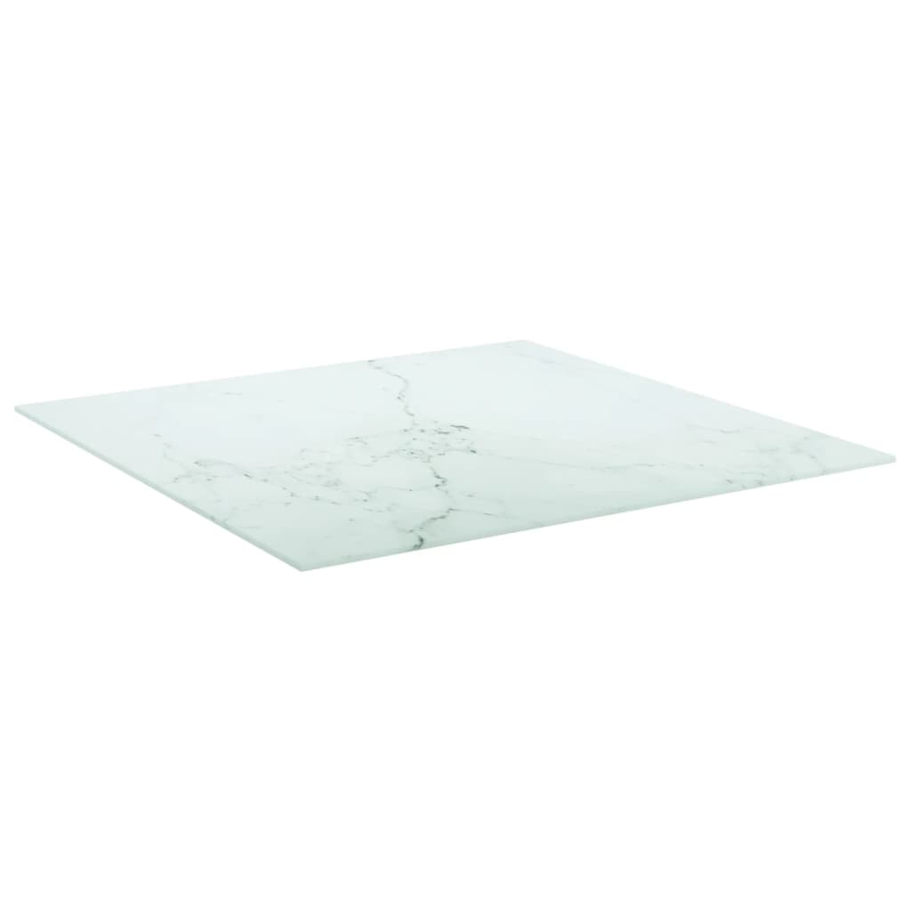 vidaXL Borðplata Hvít 70x70 cm 6 mm Hert Gler með Marmarahönnun