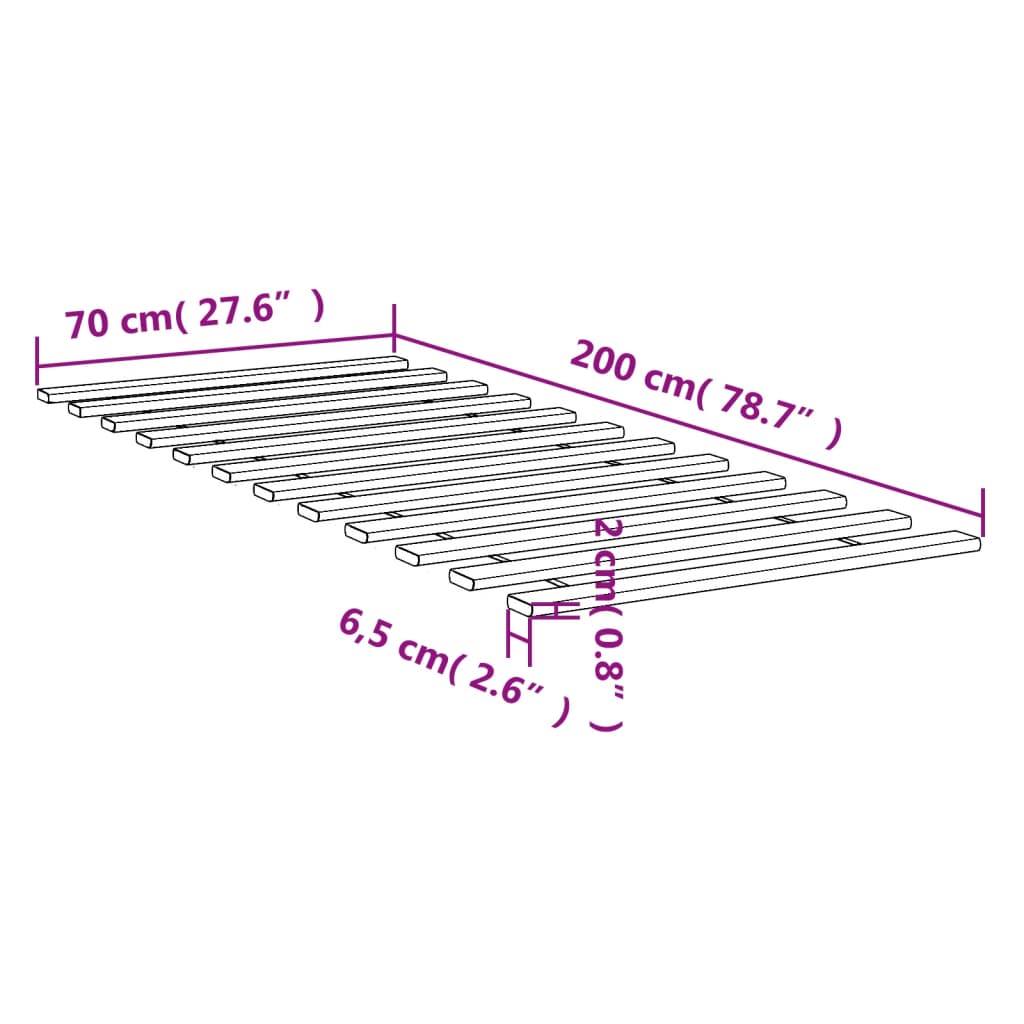 vidaXL Rúmrimlar 70x200 cm Gegnheil Fura