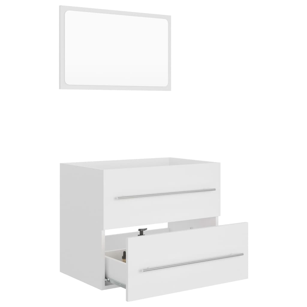 804827 vidaXL 2 Piece Bathroom Furniture Set White Chipboard
