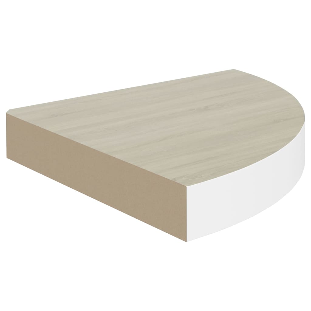 vidaXL Vegghengdar Hornhillur 4 stk. Eik og Hvítt 35x35x3,8 cm MDF