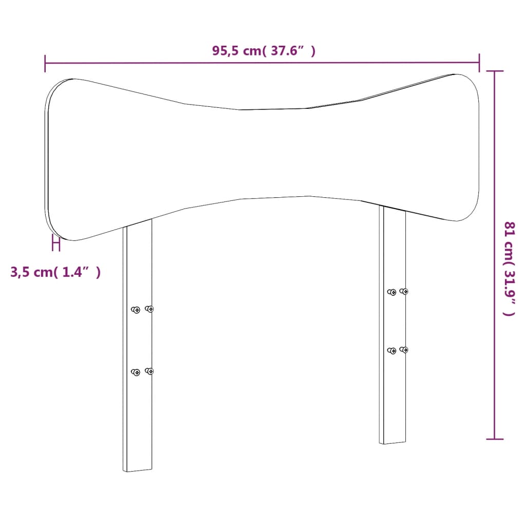 vidaXL Höfðagafl Hvítur 90 cm Gegnheil Fura