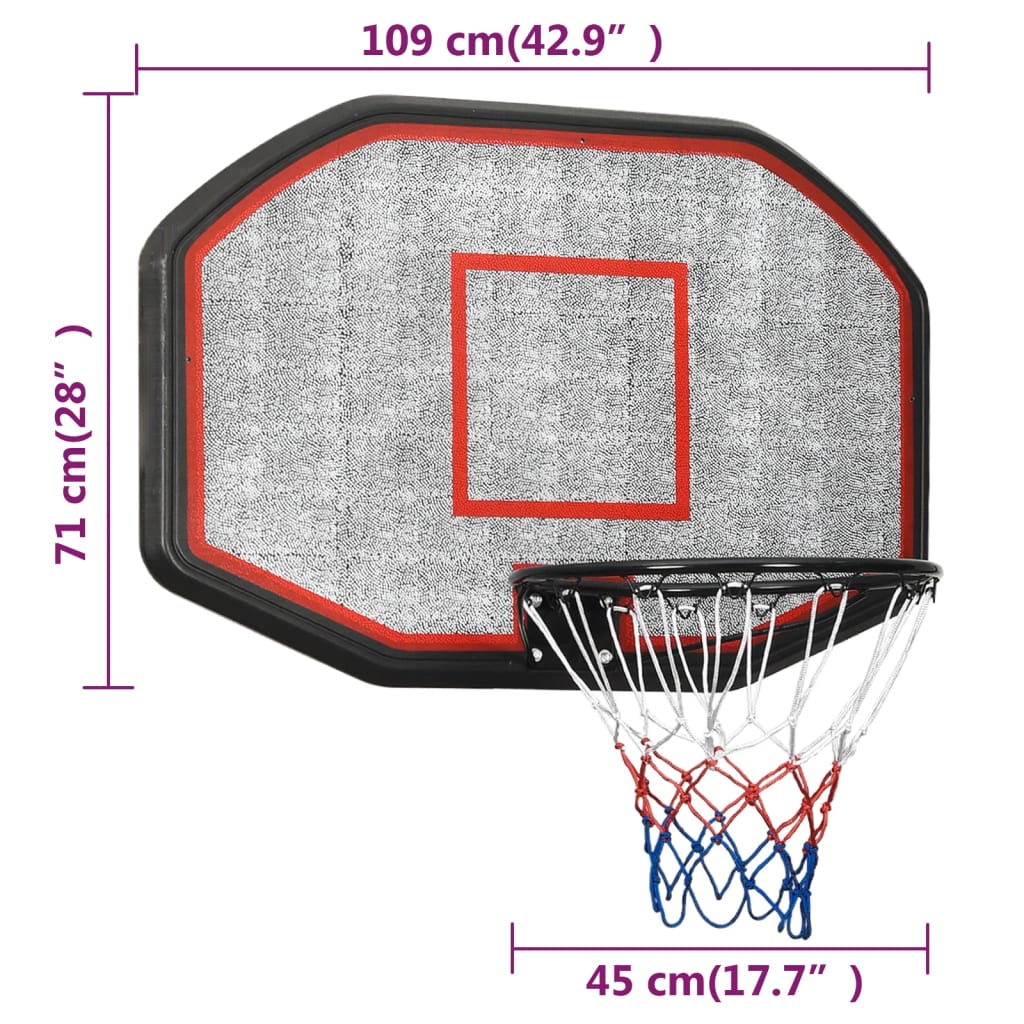 vidaXL Körfubolta Bakspjald 109x71x3 cm Pólýeten