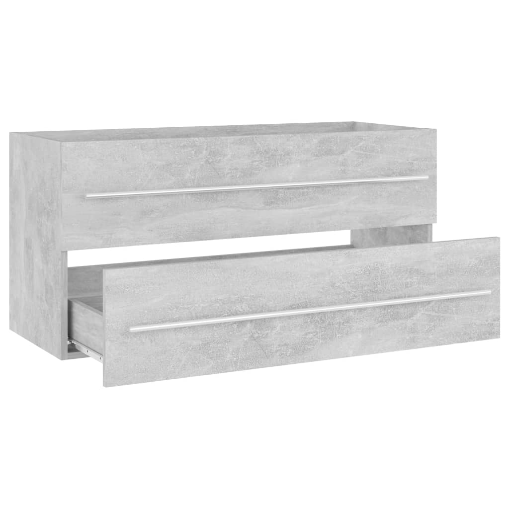 804858 vidaXL 2 Piece Bathroom Furniture Set Concrete Grey Chipboard