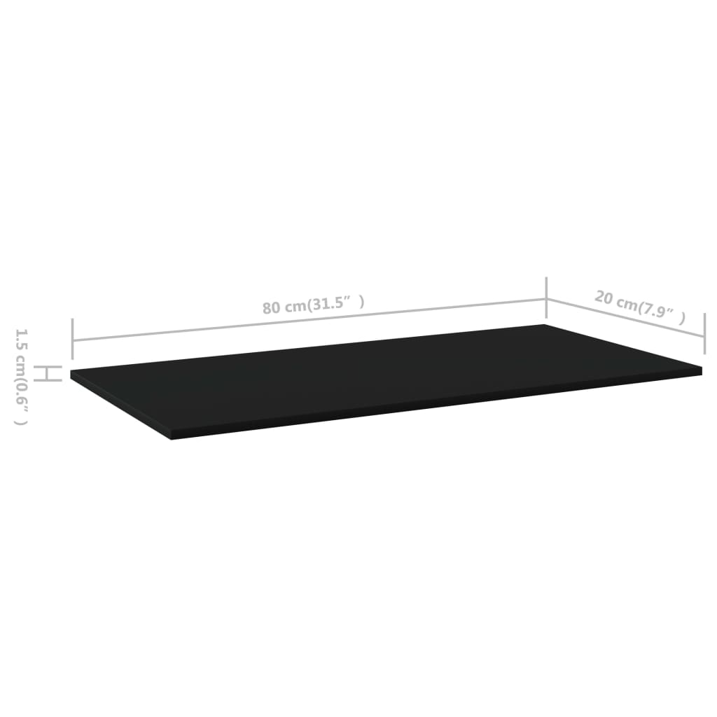 805300 vidaXL Bookshelf Boards 4 pcs Black 80x20x1,5 cm Chipboard