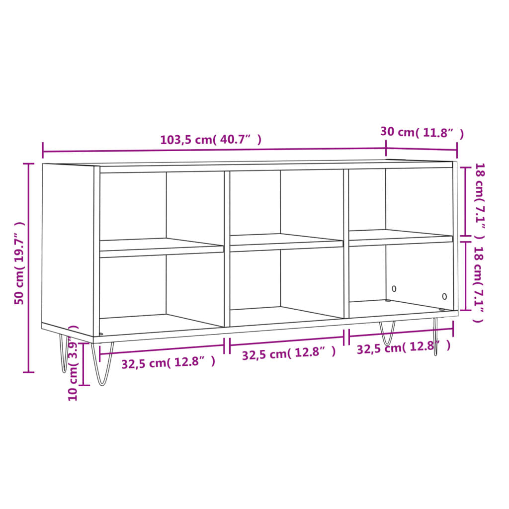 vidaXL Sjónvarpsskápur Svartur 103,5x30x50 cm Samsettur Viður