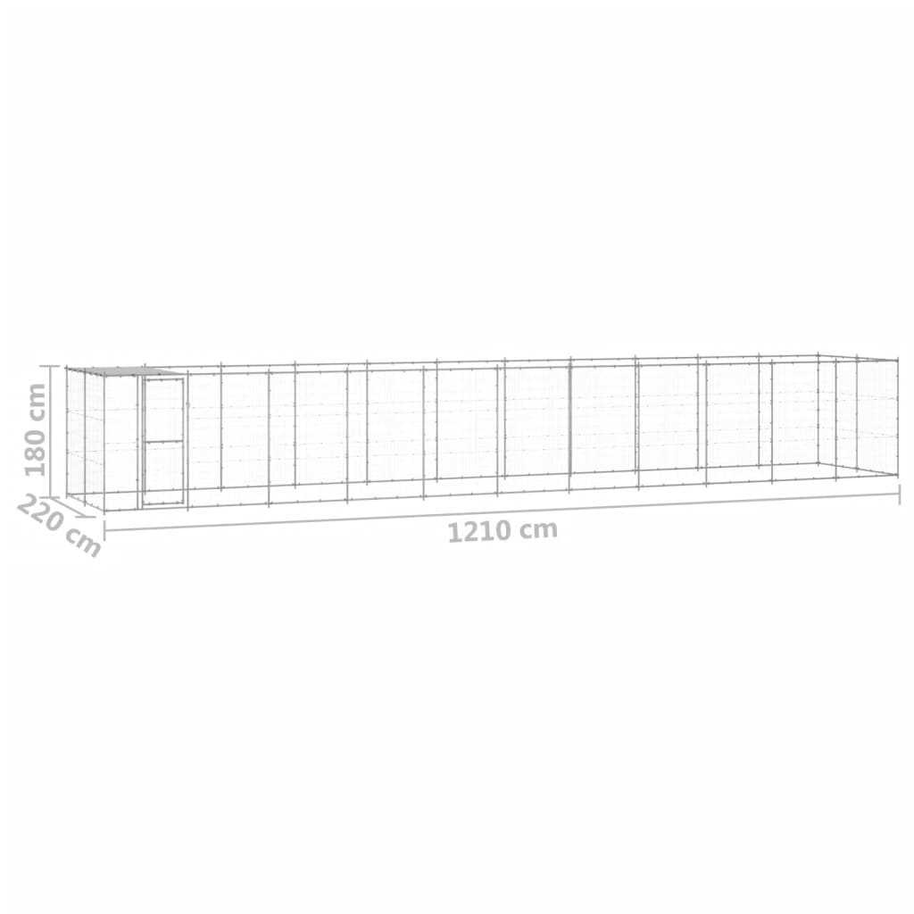 vidaXL Útihundabyrgi með Þaki Sinkhúðað Stál 26,62 m²