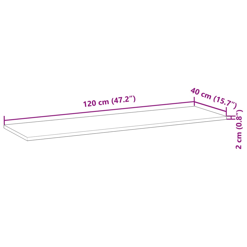 vidaXL Vegghilla 120x40x2 cm Ómeðhöndlaður Gegnheill Akasíuviður