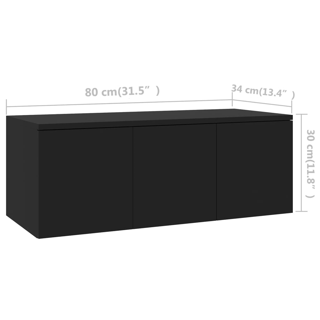 801860 vidaXL TV Cabinet Black 80x34x30 cm Chipboard