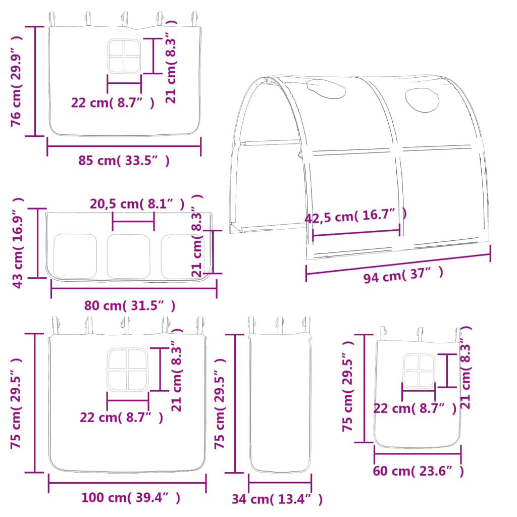 vidaXL Krakkakoja með Göngum Blár 90x200 cm Gegnheil Fura