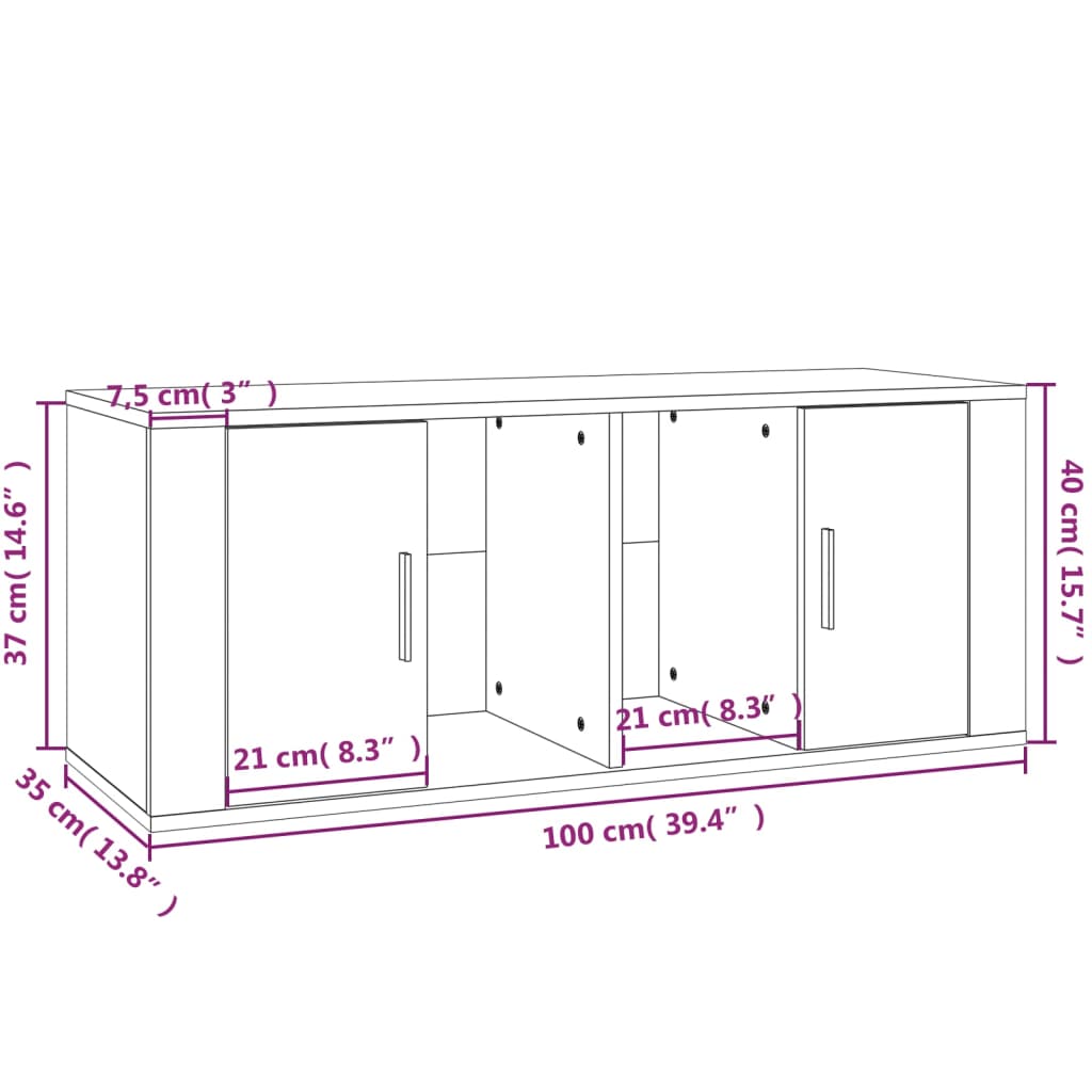 vidaXL Sjónvarpsskápur Grár Sonoma 100x35x40 cm Samsettur Viður